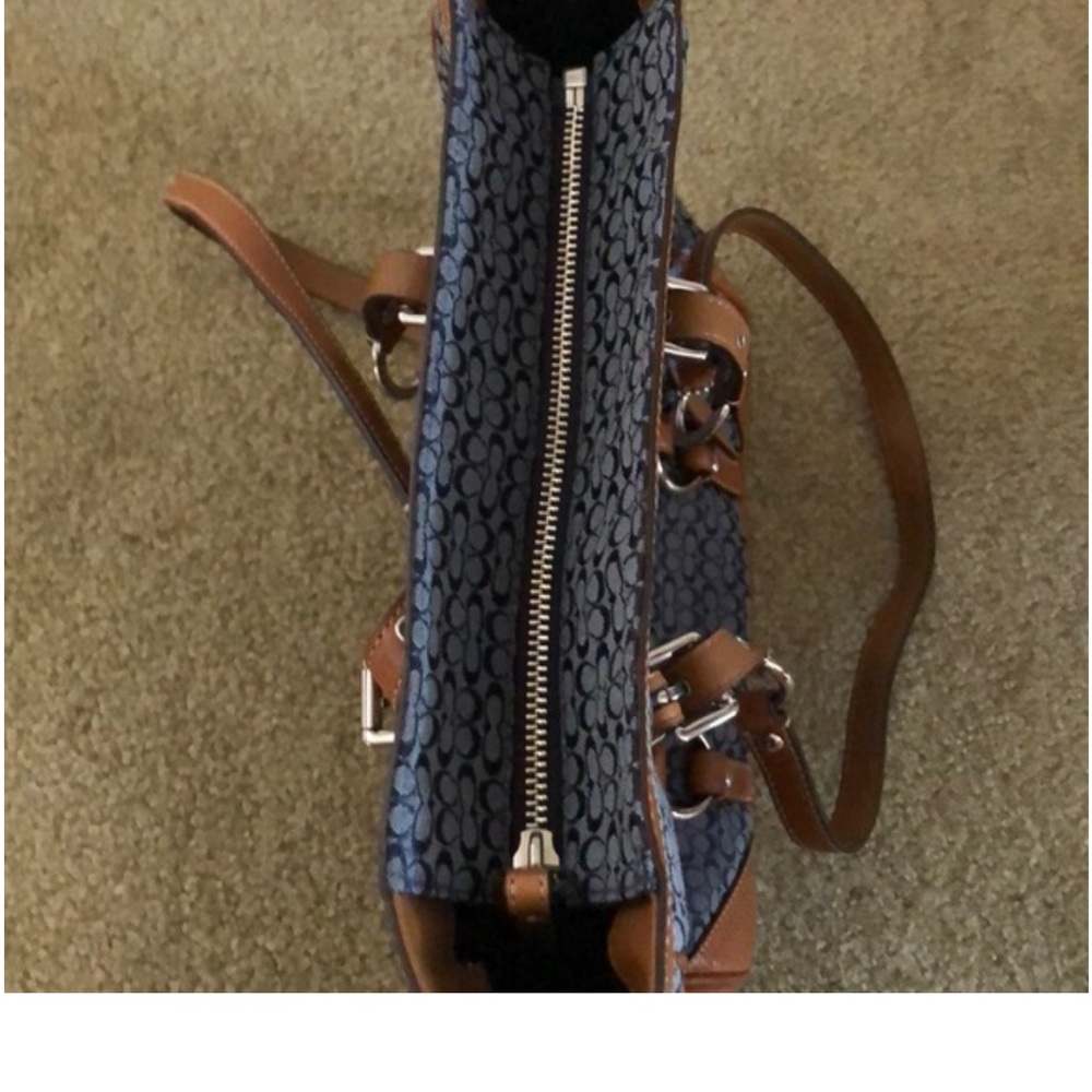 Coach Blue and Tan Signature Tote - Picture 4 of 12